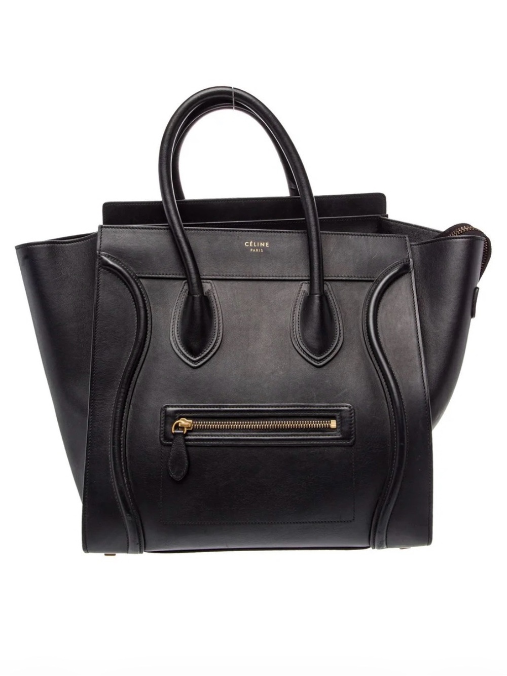 Classic Celine Mini Luggage Black Leather Bag Purse